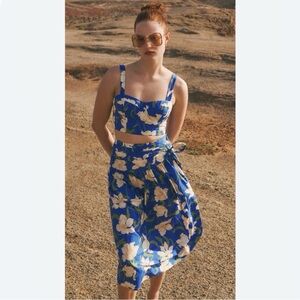 Cara‎ Cara floral skirt set • Claudine crop top + Kayla midi skirt • size 4